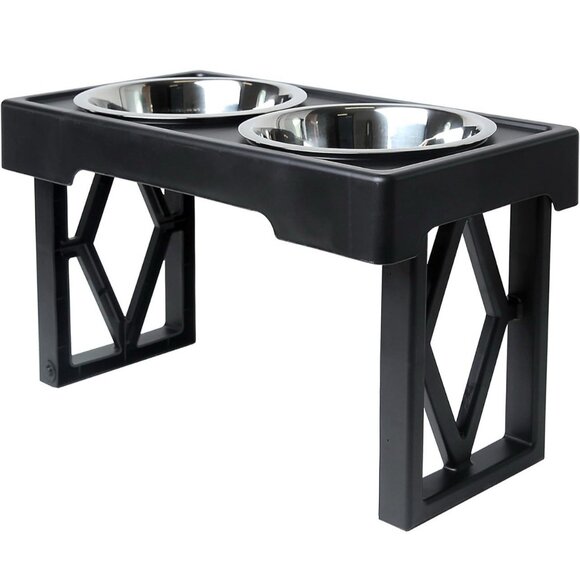 Elevated Dog Bowls Designer Diner 3 Height Adjustable Raised Stand 2 Bowls - Picture 1 of 2